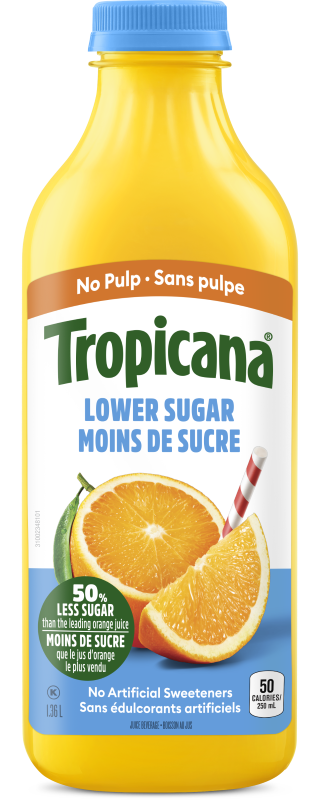TROPICANAMD Moins de Sucre Orange (sans pulpe)