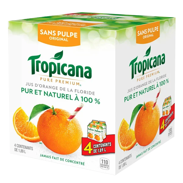 Jus D’orange TropicanaMD Pur À 100 % Sans Pulpe – Format Club