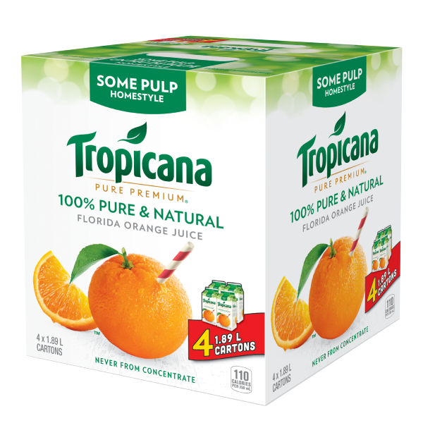 TROPICANA® 100 % PURE ORANGE JUICE SOME PULP CLUB